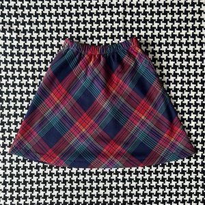 Vintage 90s a-line multi-colored plaid mini skirt. Small.